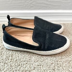 ALEX MARIE | Black Espadrille Slip-On Flats Leather Upper | Women’s Size 7